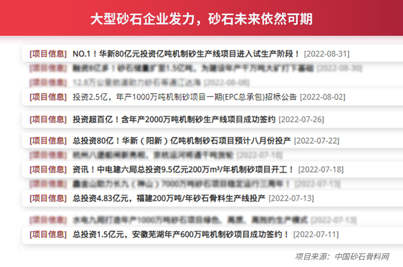 大型砂石企業(yè)發(fā)力，砂石行業(yè)未來依然可期